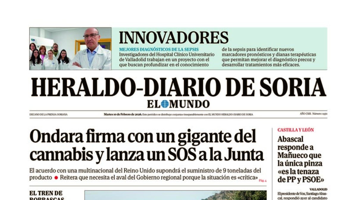 Portada de Heraldo-Diario de Soria del 10 de febrero de 2026.