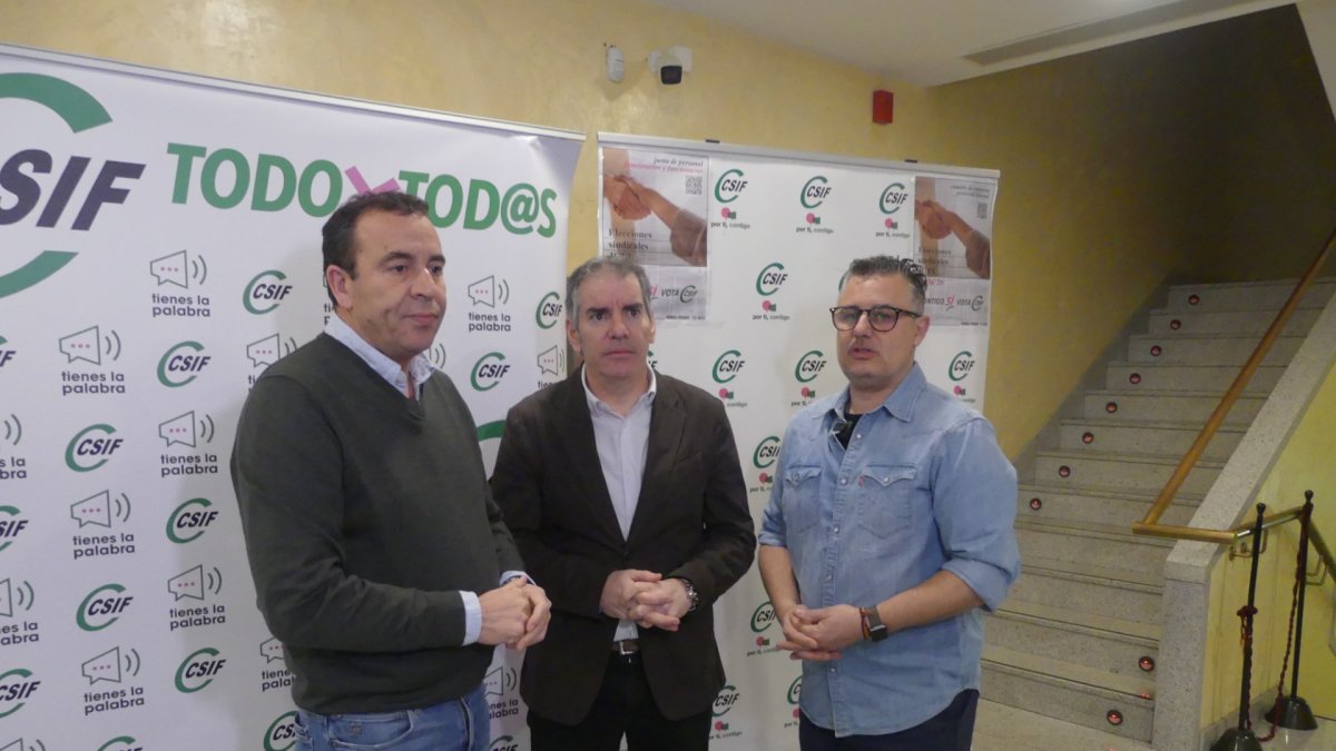 Lama, Castro y Guiu en el acto autonómico de CSIF en Soria.