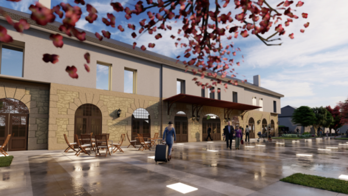 Recreación de la remodelación de la estación de trenes.