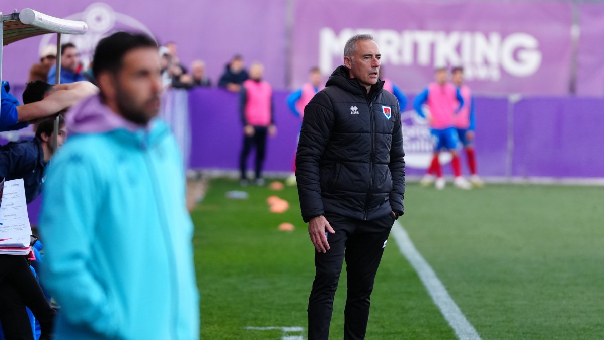 Ángel Rodríguez en el partido disputado en los Anexos de Zorrilla ante el Valladolid Promesas.