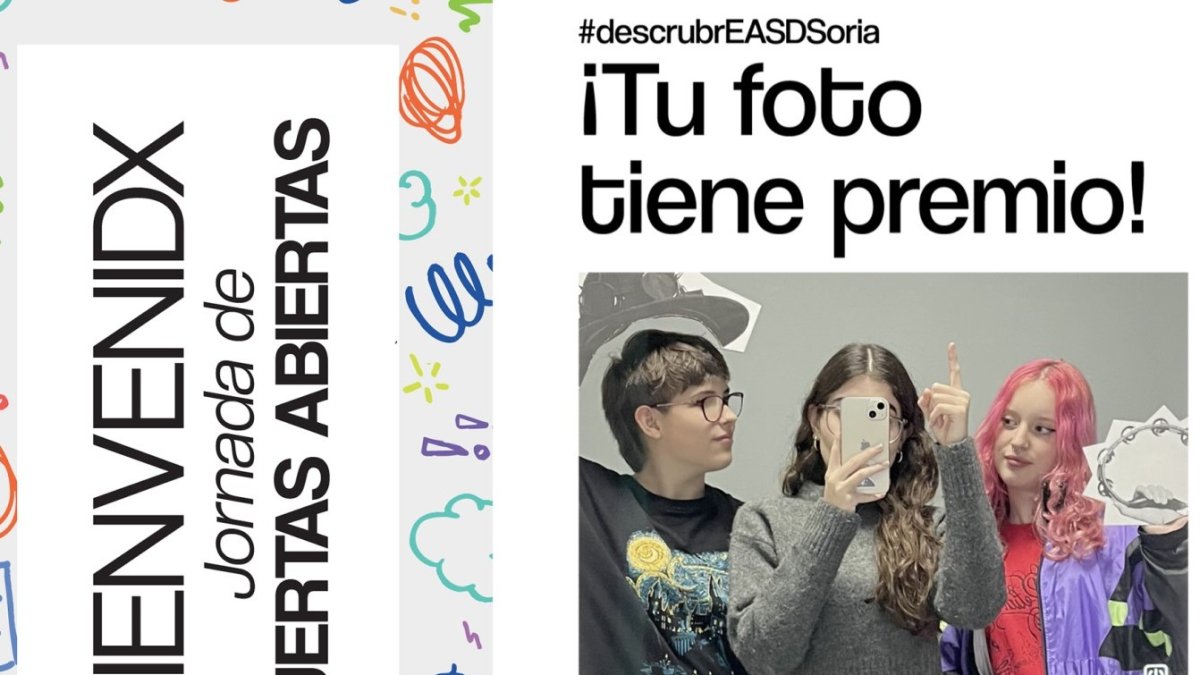 Cartel anunciador de la jornada de puertas abiertas en la Escuela de Artes y Superior de Diseño de Soria.