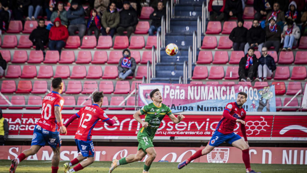 Imagen del Numancia-Astorga del pasado domingo en Los Pajaritos.