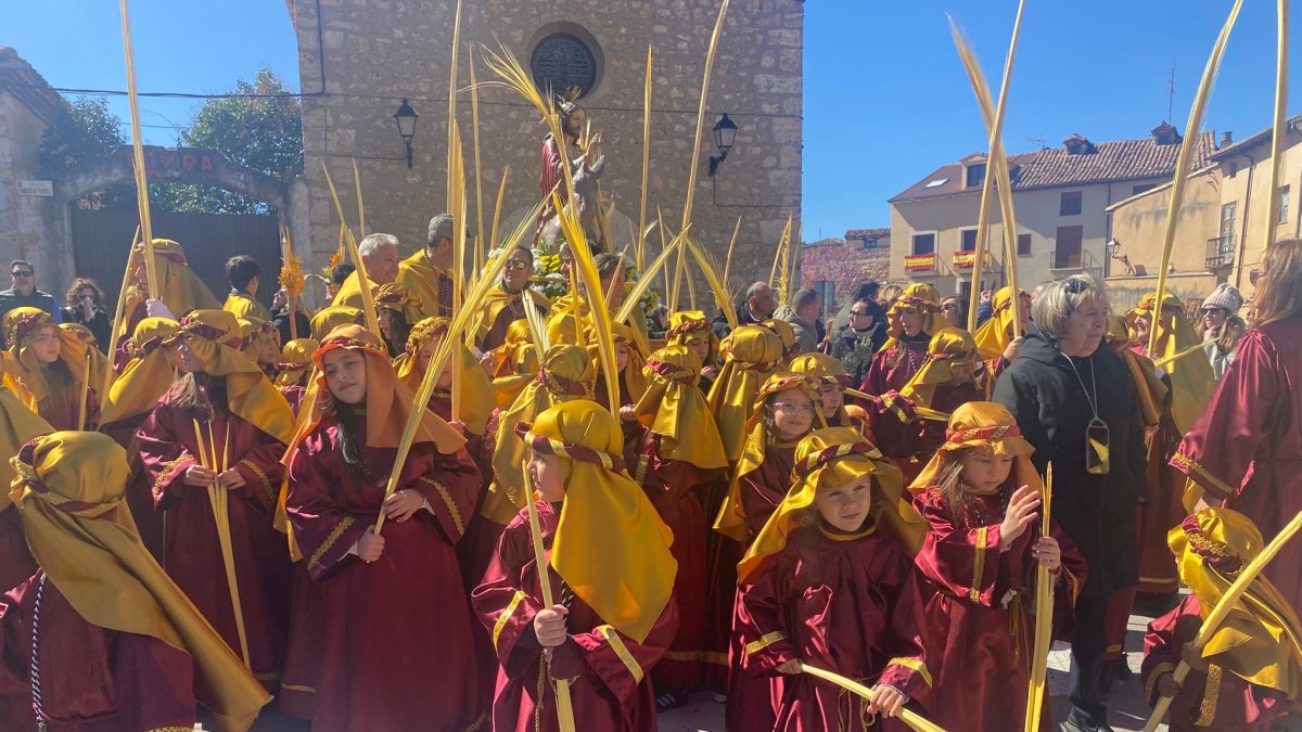Participantes en la procesión del Domingo de Ramos en El Burgo de Osma.