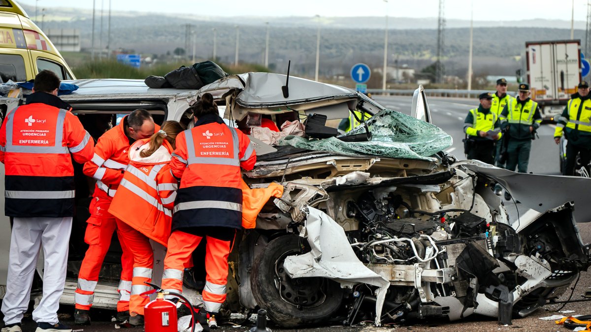 Varios heridos graves en un accidente en la A-62, en Ciudad Rodrigo(Salamanca).