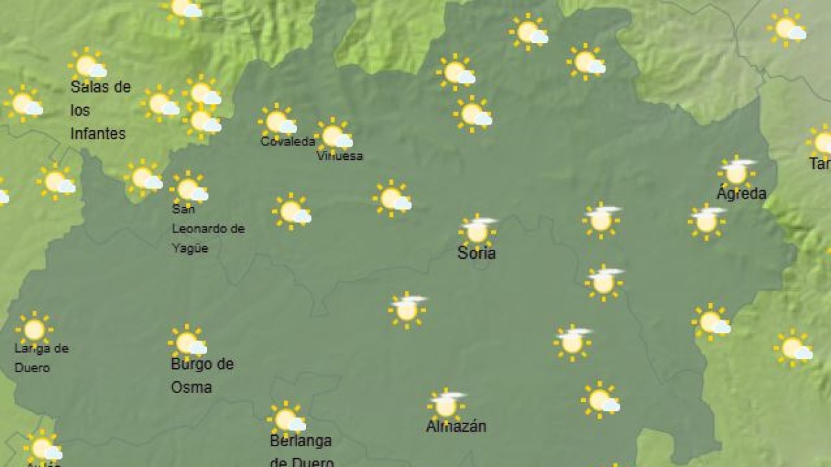 Estado del cielo en Soria este sábado 4 de abril en la franja de las 15 horas.