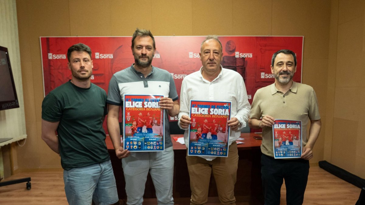 De Pablo, Salvador, Alfageme y Muñoz en la presentación del Torneo Elige Soria.