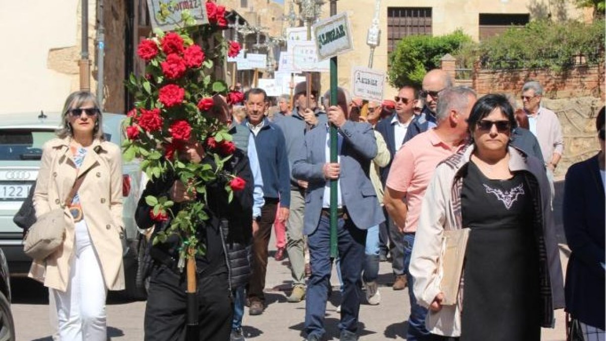 Participantes en la romería, esta mañana en San Esteban.