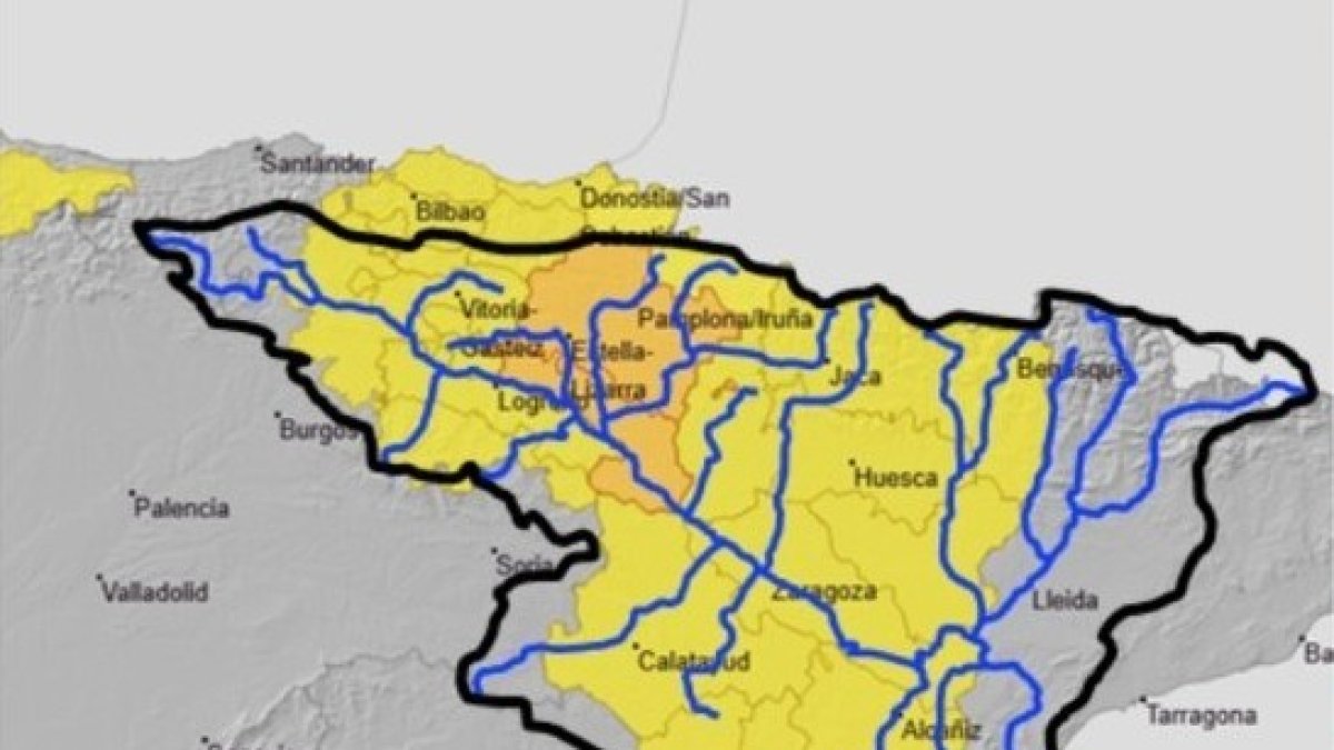 Mapa de la CHE con la zona de Soria afectada.