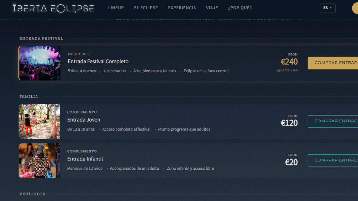 Captura de pantalla de la web de promoción del festival.