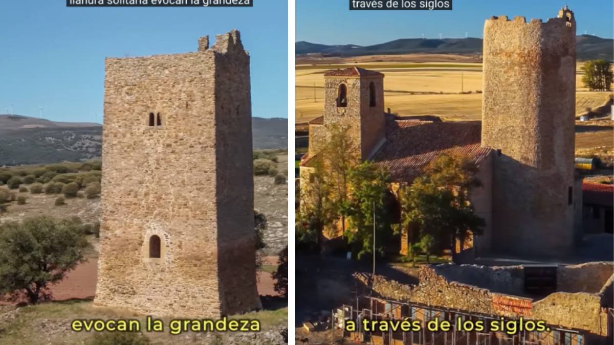 Algunos de los torreones medievales de Soria aún sobreviven entre pequeños pueblos y campos abiertos, recordando el pasado defensivo de la provincia.