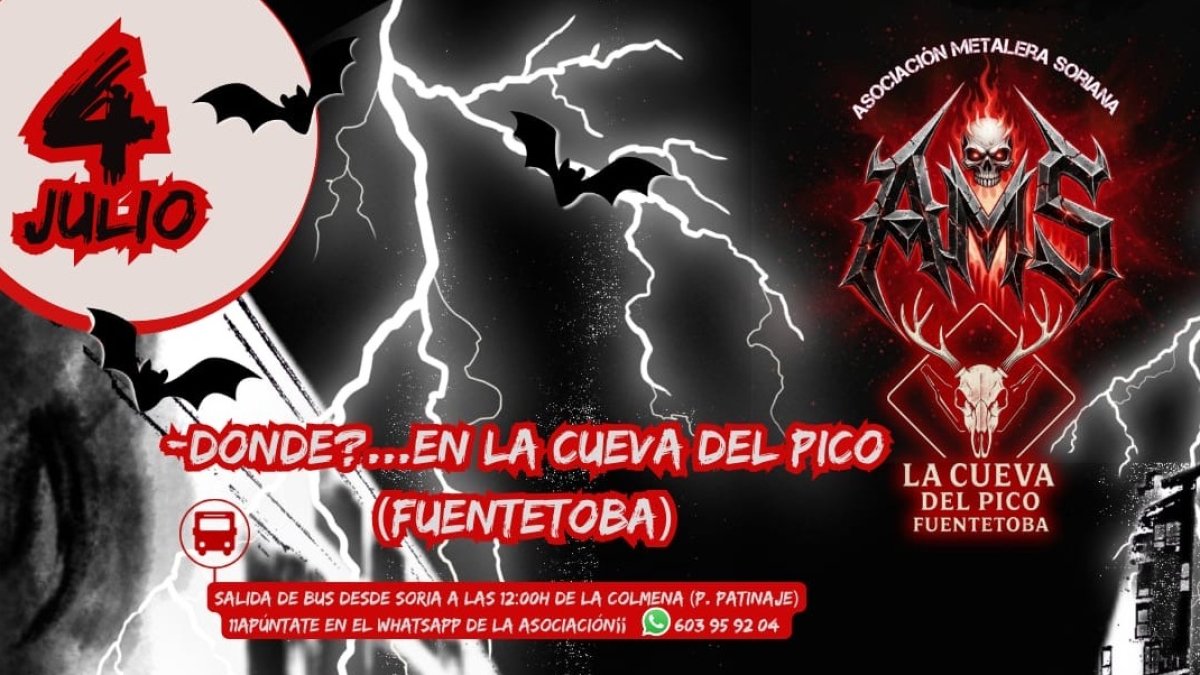 Detalle del cartel de la Asociación Metalera Soriana.
