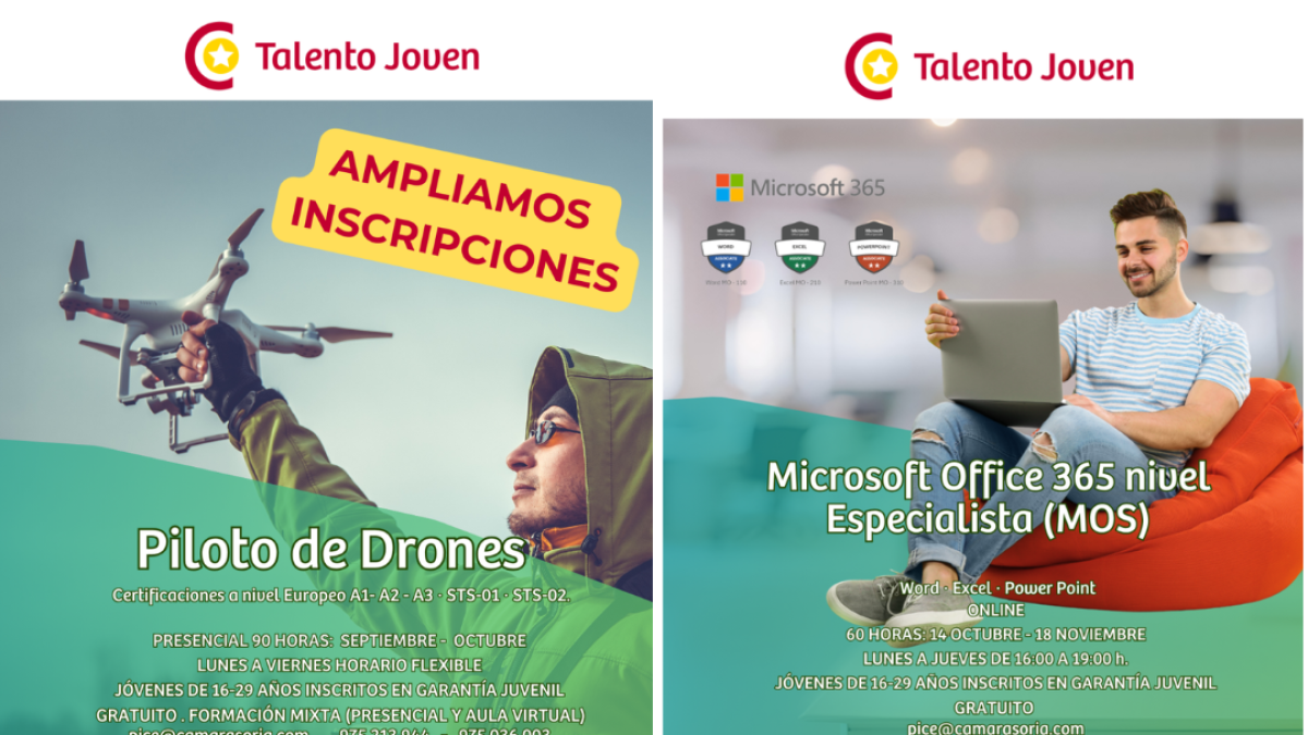Nuevos cursos de la Cámara destinados a jóvenes.
