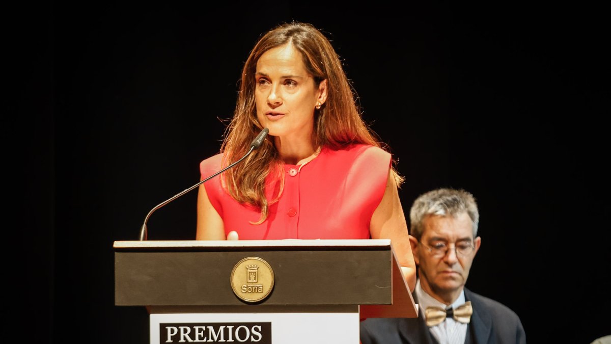 La presidenta de Edigrup, Adriana Ulibarri, en su intervención en la gala de entrega de los Premios Numancia 2026.