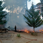 Imagen del incendio en el chiringuito de la Playa Pita de Soria.