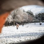 Acumulación de nieve en las calles y parques de Soria.