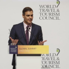 Pedro Sánchez, durante su intervención en la Cumbre del Consejo Mundial de Viajes y Turismo.-EFE / JOSÉ MANUEL VIDAL