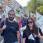 El secretario y la vicepresidenta de ASAJA Soria en la manifestación. HDS
