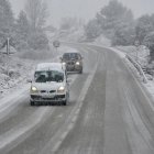 Nieve en una carretera de Soria en una imagen de archivo. HDS