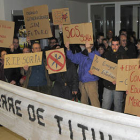 Una de las pancartas de la última movilización. /V. G. -