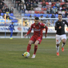 Aketxe y Julio Álvarez, durante el partido entre el Numancia y el Bilbao Athletic en su última visita a Soria. HDS