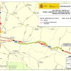 Mapa con el trazado del tramo Langa-Aranda. HDS