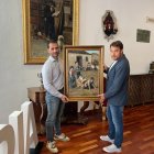 Obra costumbrista Maximino Peña, sujetada por Enrique Rubio y Enrique Jiménez.-HDS