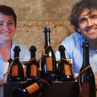 Carolina García y Jesús Bailón, con las primeras botellas de aceite de oliva salido de plantación de Montuenga.HDS