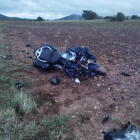 Motocicleta siniestrada en Ciria.