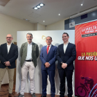 Soria, Guillén, Serrano y García en la presentación de la Vuelta Ciclista Femenina.