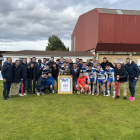 Jesu durante el homenaje de sus compañeros de equipo el pasado domingo en La Arboleda.