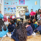 Alumnas de la Universidad Nebrija en una de las aulas del colegio Trilema Soria.