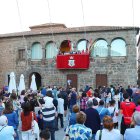 Momento del pregón en la plaza Mayor de Ágreda.