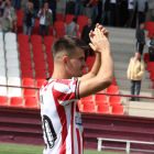 El nuevo jugador del Numancia durante un partido con la U.D. Logroñés.