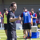 Aitor Calle durante el primer entrenamiento de pretemporada del equipo.