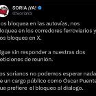 Soria Ya cuestionando el bloqueo de Puente.