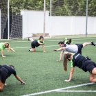 El C.D. San José femenino durante un entrenamiento de esta pretemporada.