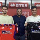 Lucas Laso y Miguel Ángel Abad junto a Álex Huerta durante su presentación como jugadores numantinos.