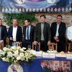 Mesa de honor de la comida para celebrar el 45 aniversario de la Peña Madridista Soriana.