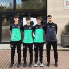 Los componentes del Club Valonsadero Bádminton, Ian Antón, Hugo Sanz, Miguel Pérez y el técnico Carlos Palero.