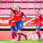 Sanchidrián tras marcar el gol que el daba la victoria al Numancia ante el Rayo Cantabria.