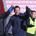 El entrenador del Numancia en el transcurso del encuentro ante el Guijuelo.