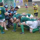 Una melé del encuentro disputado entre el Ingenieros y el Fénix Rugby