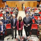 Lucas, Largo y Ruiz Zapatero en el salón de actos de la UVa junto al resto de autoridades.