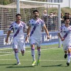 Jony celebra el segundo gol anotado ante el Getafe B.