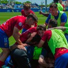 Los jugadores del Teruel celebran uno de los goles anotado ante el Atlético Baleares el pasado fin de semana.