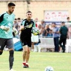 Fran Sanz junto a Dani Barrio en su etapa como entrenador de porteros del Numancia.