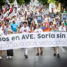 Manifestación de Soria Ya por el futuro ferroviario de la provincia.