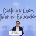 Mañueco durante el inicio del curso escolar en Secundaria, Bachillerato y FP en Villamuriel de Cerrato.