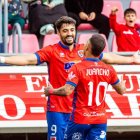 Jony celebrando uno de los dos goles que le marcaba al Salamanca.
