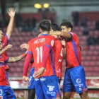 Los jugadores del Numancia celebran uno de los goles que daba la clasificación copera.